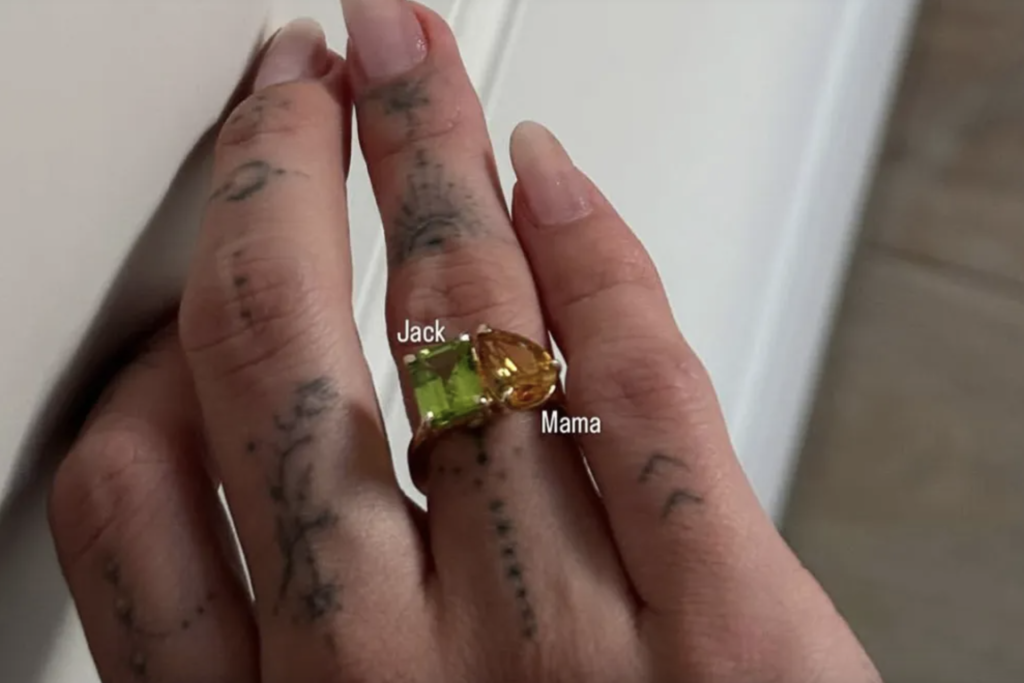 Hailey Bieber Shows Off Special Birthstone Ring For 'Jack' & 'Mama' — Another Push Present??